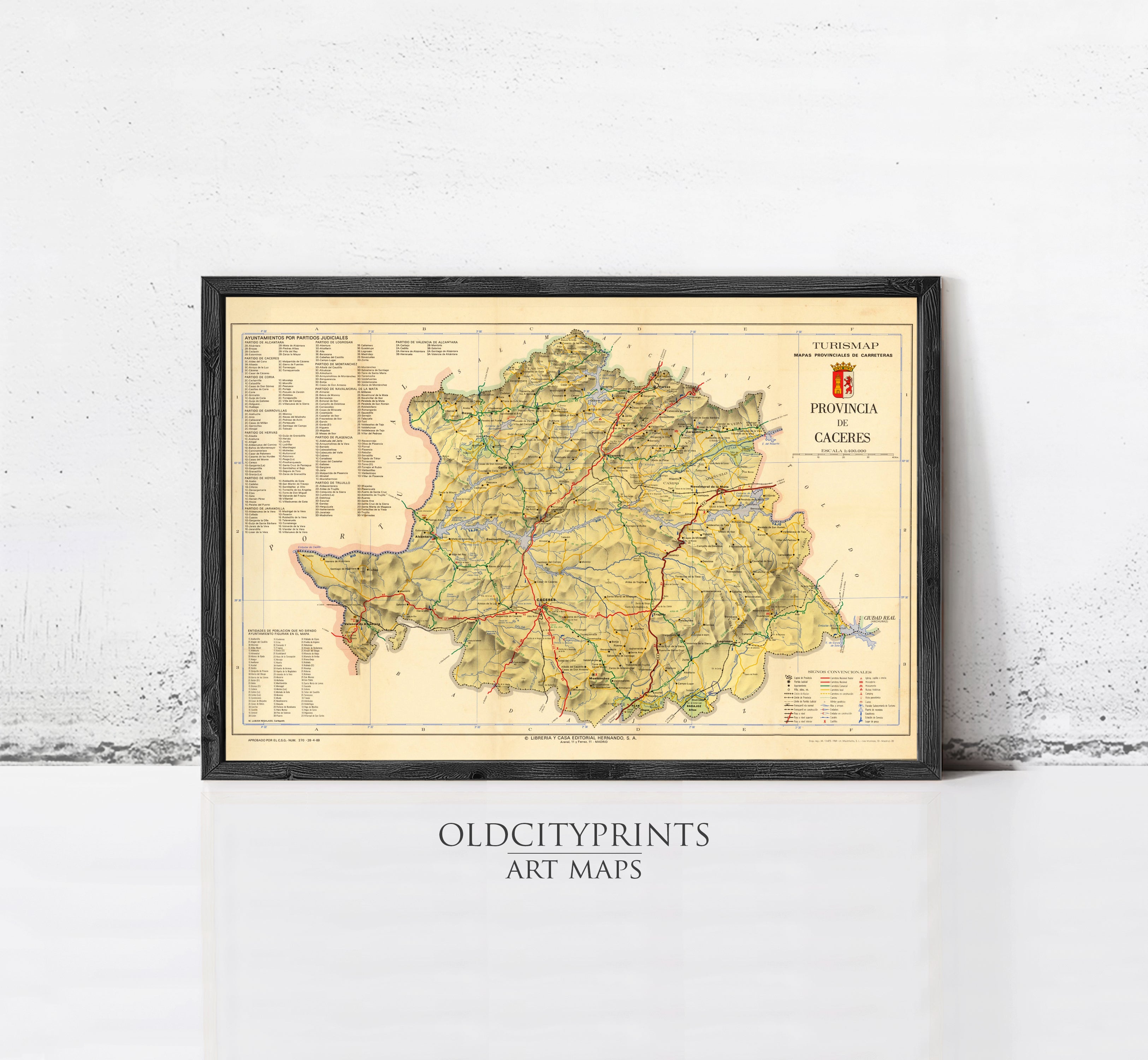 The image is a framed vintage map of the province of Gacé, showing the geographical layout and boundaries of the region.