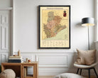 The image is a framed map of the Provincias de Barcelona, Spain, with a coat of arms on the right side.