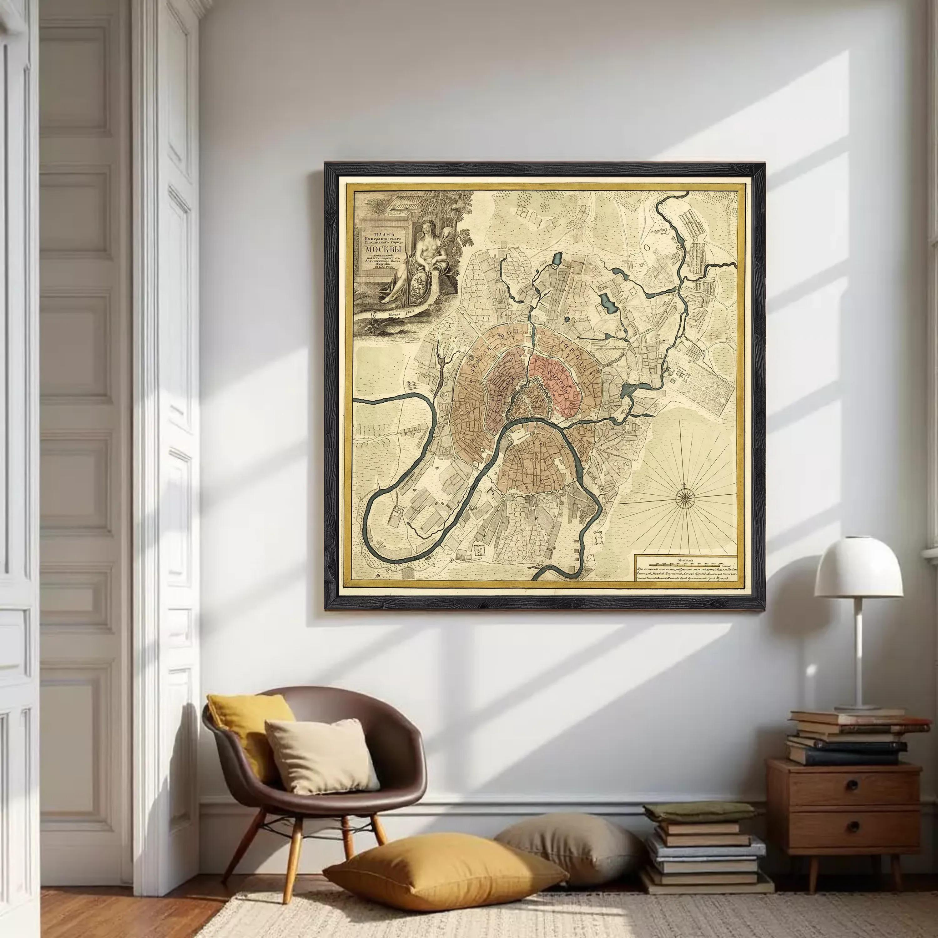 The image is a framed map of a city, likely Paris, with various streets and landmarks depicted.