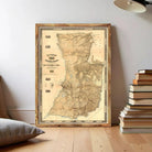 The image is a framed map of a mountainous region, likely depicting a region in the United States or another country.
