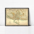 The image is a framed vintage map of Manila, Philippines, depicting the city's layout and surrounding areas.