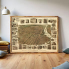 The image is a framed map of the City of Ottawa, Canada, depicting various buildings and landmarks within the city.