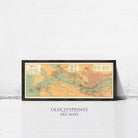 The image is a framed art map of the Riga metropolitan area, depicting the city's waterways and surrounding areas.