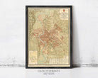 The image is a framed vintage map of the city of Rome, Italy, depicting the city's layout and surrounding areas.