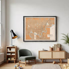 The image is a framed map of the city of Edmonton, Canada.