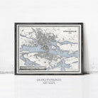The image is a framed art print depicting a map of Stockholm, Sweden.