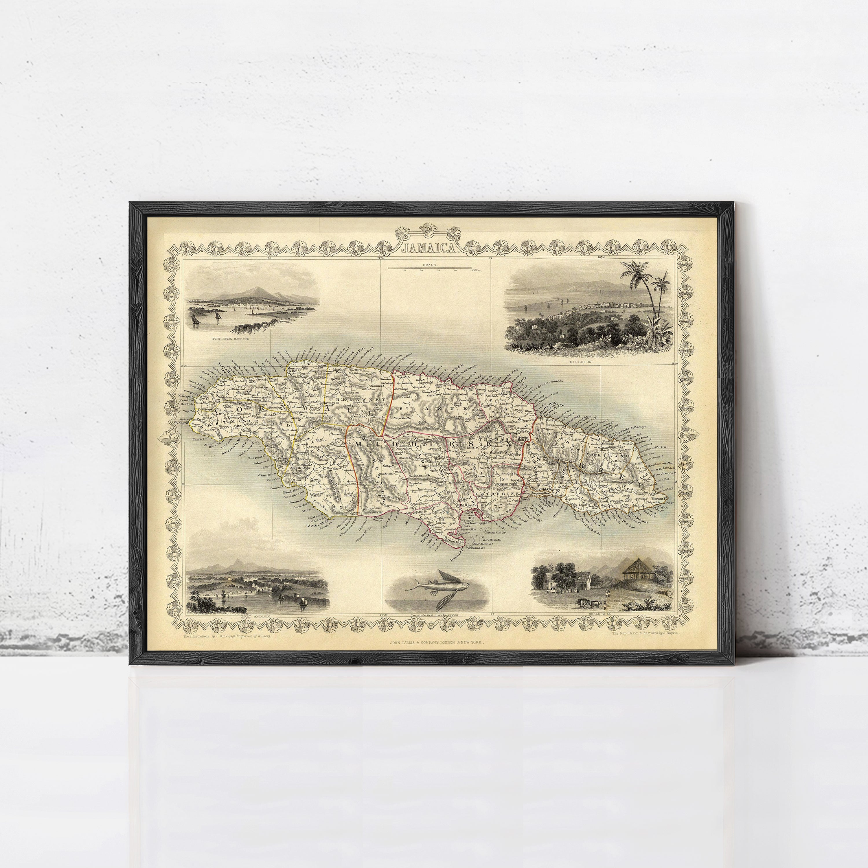 Old Map of Jamaica 1851 Vintage Map – Vintage Maps & Prints® - Map