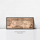 The image is a framed art print depicting a map of Europe and the surrounding areas.