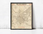The image is a framed vintage map of the city of Lincoln, Nebraska, showing the layout of the city and surrounding areas.
