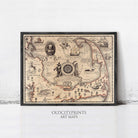 The image is a framed art print depicting a detailed map of the Cape Cod region, including various landmarks and geographical features.