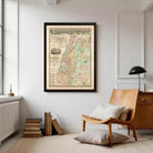 The image is a framed historical map of the Middle East, specifically focusing on the region of Palestine.