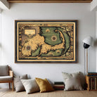 The image is a framed vintage map of Cape Cod, Massachusetts, depicting the coastline and surrounding areas in a detailed and ornate style.