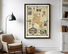 The image is a framed map of Oxfordshire, England, with various landmarks and locations marked on it.