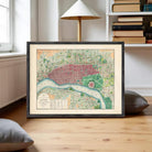 The image is a framed vintage map of London, England, depicting the city's streets and landmarks.