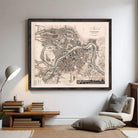 The image is a framed historical map of St. Petersburg, Russia, depicting the city's layout and surrounding areas.
