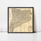 The image is a framed antique map of South America, featuring detailed geographical information and a vintage aesthetic.