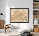The image is a framed vintage map of Edinburgh, Scotland, depicting the city's layout and surrounding areas.