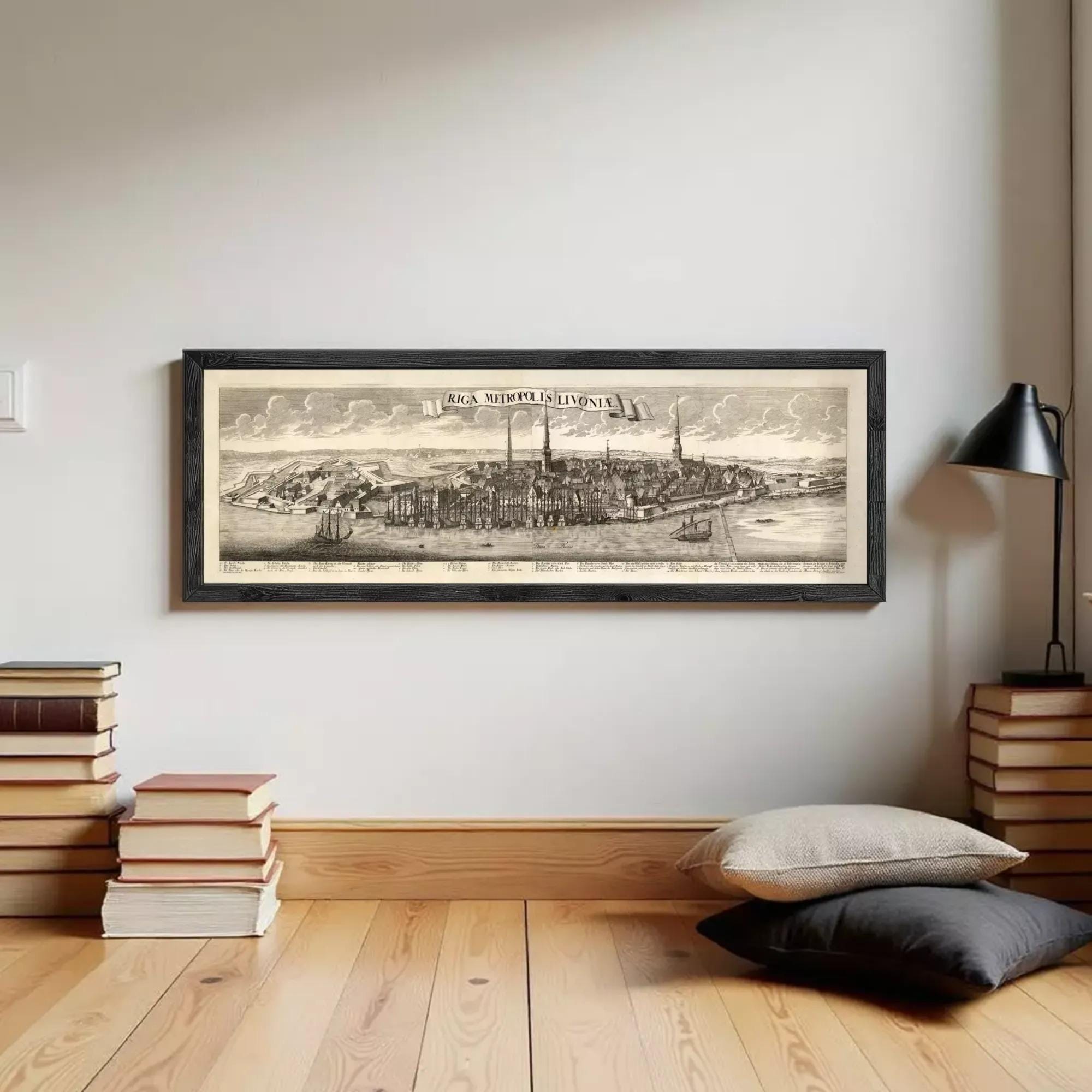 The image is a framed print depicting a cityscape, likely from the Ottoman Empire, with various architectural elements and landmarks.