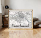 The image is a framed vintage map of Berlin, Germany, depicting the city's streets and landmarks.