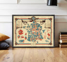 The image is a framed map of France, depicting the country's political boundaries and regions.