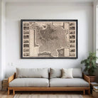 The image is a framed vintage map of Rome, Italy, depicting the city's layout and landmarks.