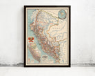 The image is a framed map of South America, specifically Peru, with various geographical features and labels.