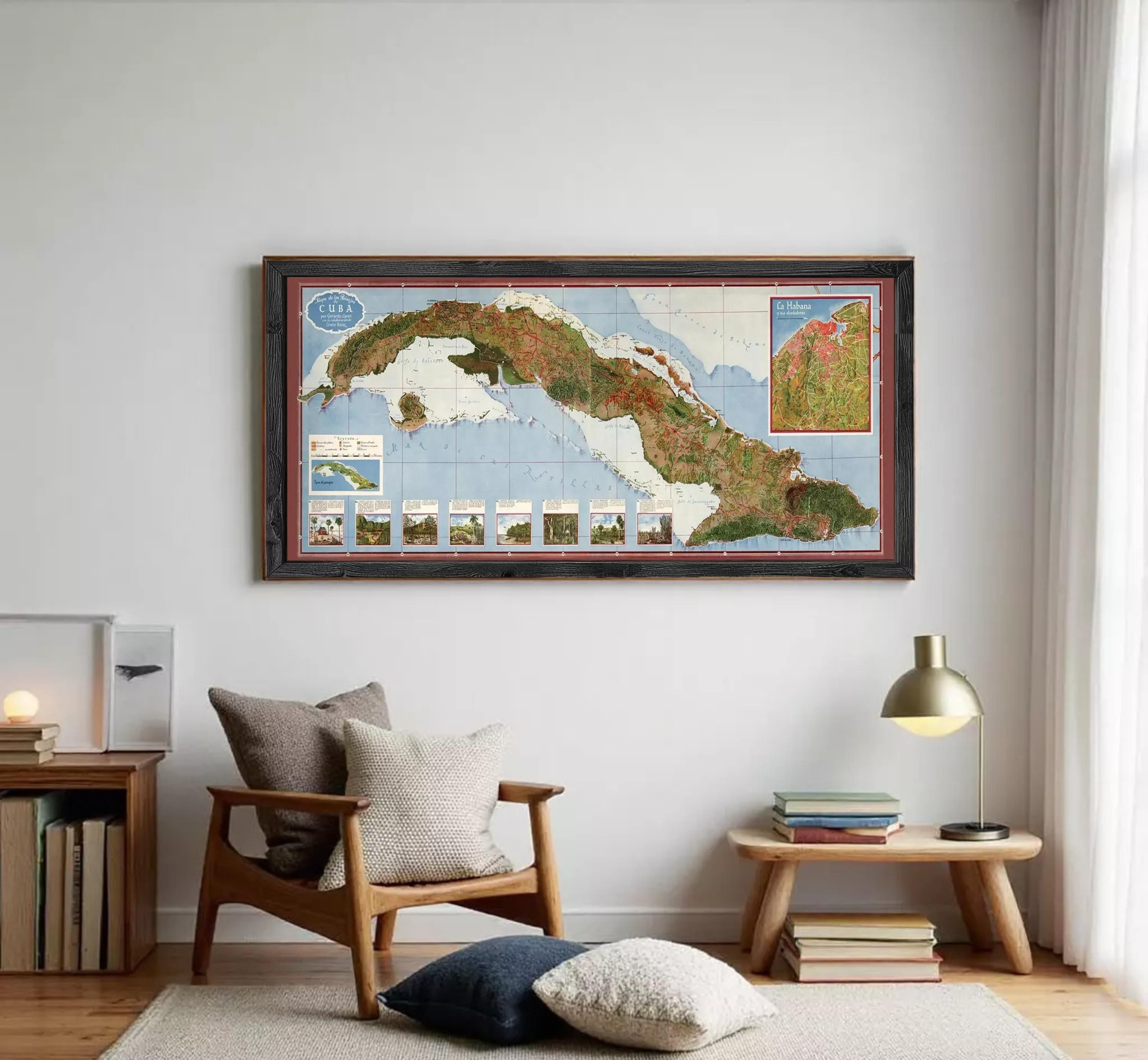 The image is a framed map of the Caribbean region, depicting various islands and coastal areas.