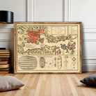 The image is a framed vintage map of Nagasaki, Japan, depicting the city's layout and surrounding areas.