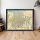 The image is a framed map of New Orleans, Louisiana, depicting the city's layout and surrounding areas.