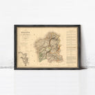 The image is a framed vintage map of the Galicia region, which is a part of the Iberian Peninsula.