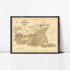 The image is a framed map of Johannesburg, South Africa, depicting the city's layout and surrounding areas.
