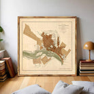 The image is a framed map of the city of Richmond, Virginia, depicting the city's layout and surrounding areas.