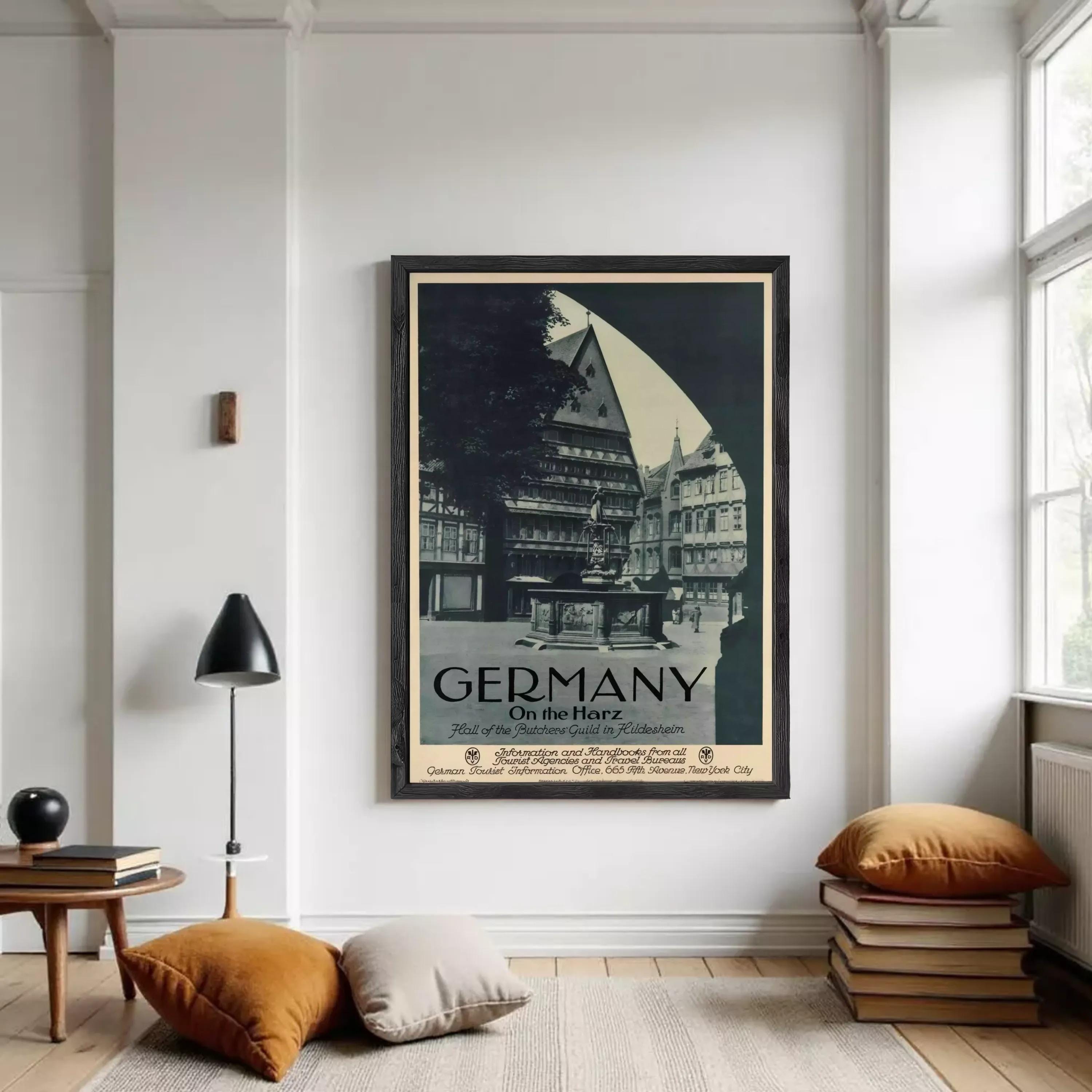 The image is a framed vintage poster advertising a tour of Germany on the horizon.