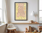 The image is a framed vintage map of Omaha, Nebraska, showing the city's layout and surrounding areas.