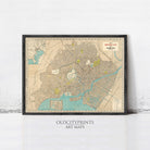 The image is a framed vintage map of Tokyo, Japan, depicting the city's streets, landmarks, and surrounding areas.