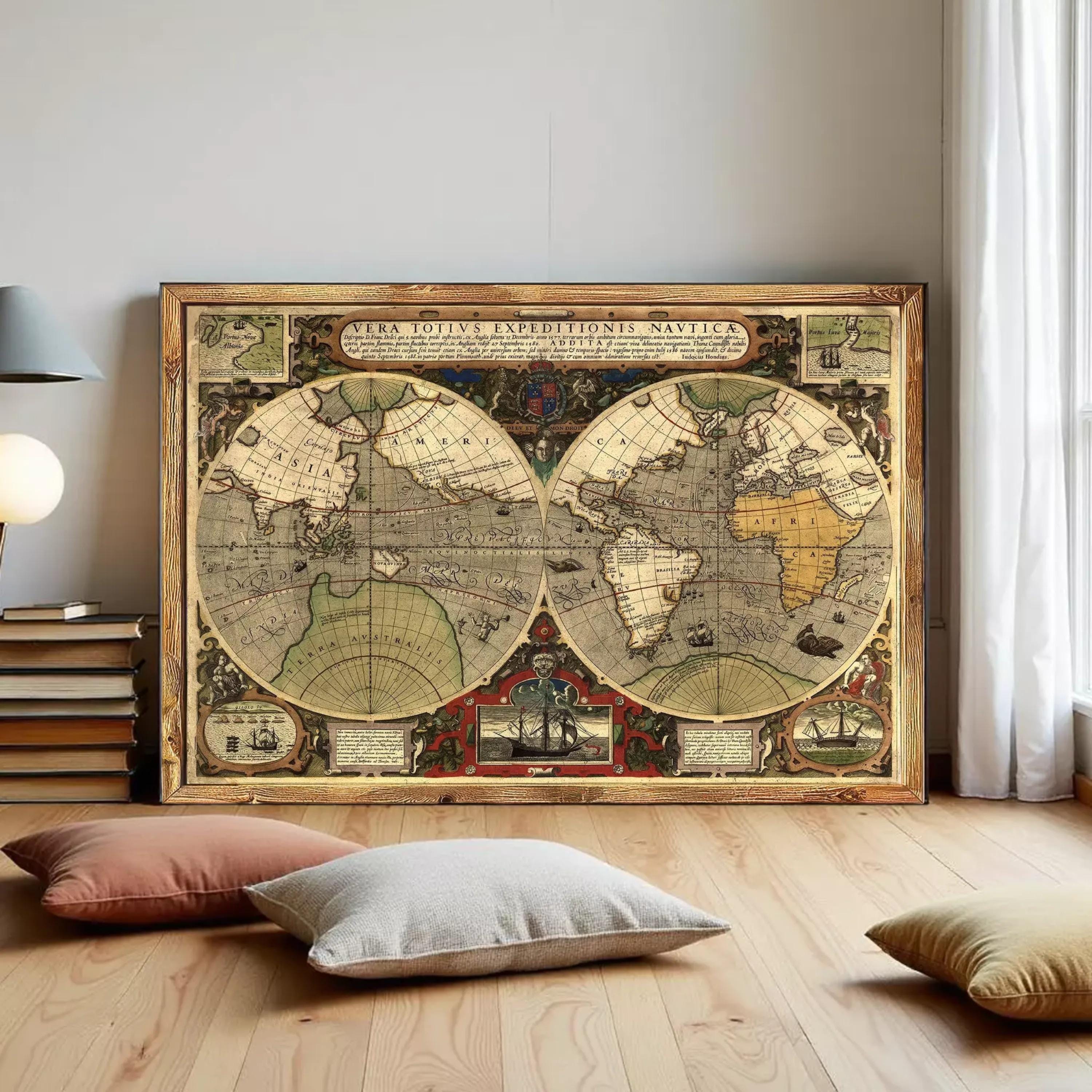 DIETZGEN ヴィンテージ オピソメーター マップメジャー アンティーク Old World Map Antique 1595 Vintage Map | Vintage World Map