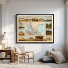 The image is a framed collage of various landscape and geological scenes, including mountains, valleys, and other natural features.