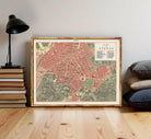 The image is a framed vintage map of the city of Athens, Greece, depicting the city's layout and surrounding areas.