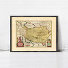 The image is a framed antique map of the Persian Gulf region, which includes countries such as Iraq, Syria, Turkey, and Afghanistan.