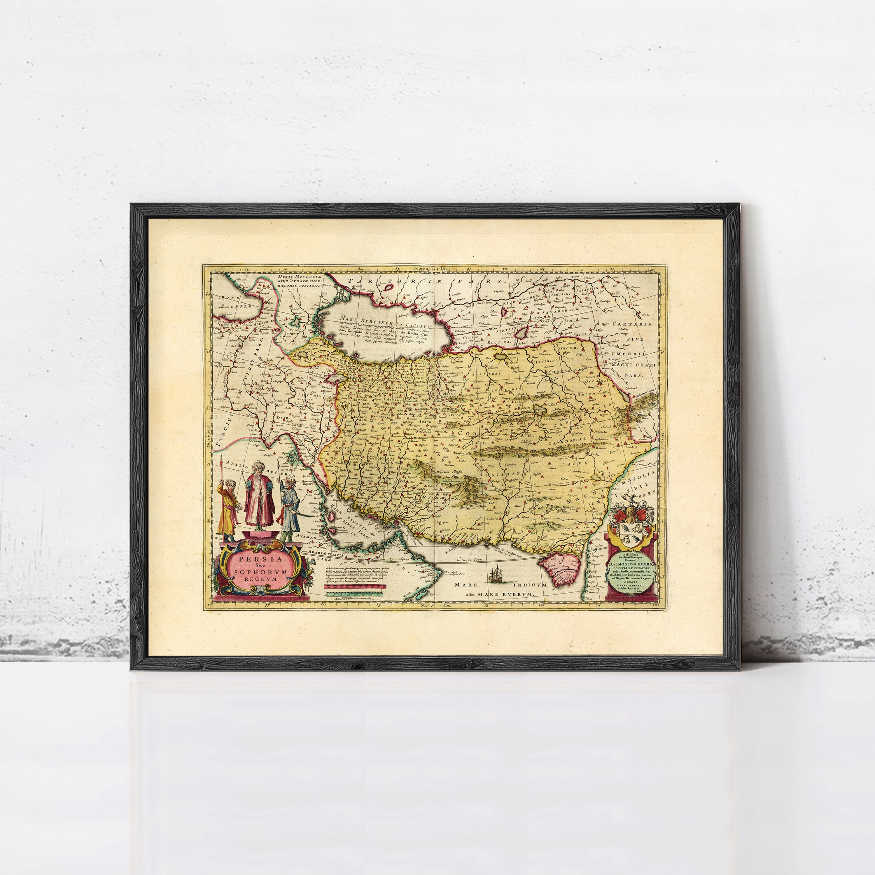 The image is a framed antique map of the Persian Gulf region, which includes countries such as Iraq, Syria, Turkey, and Afghanistan.