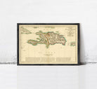 The image is a framed vintage map of the Caribbean region, depicting the island of Cuba.