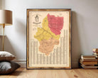 The image is a framed vintage map of the Spanish region, specifically the Spanish Armada, with a detailed layout of the naval forces and their positions.