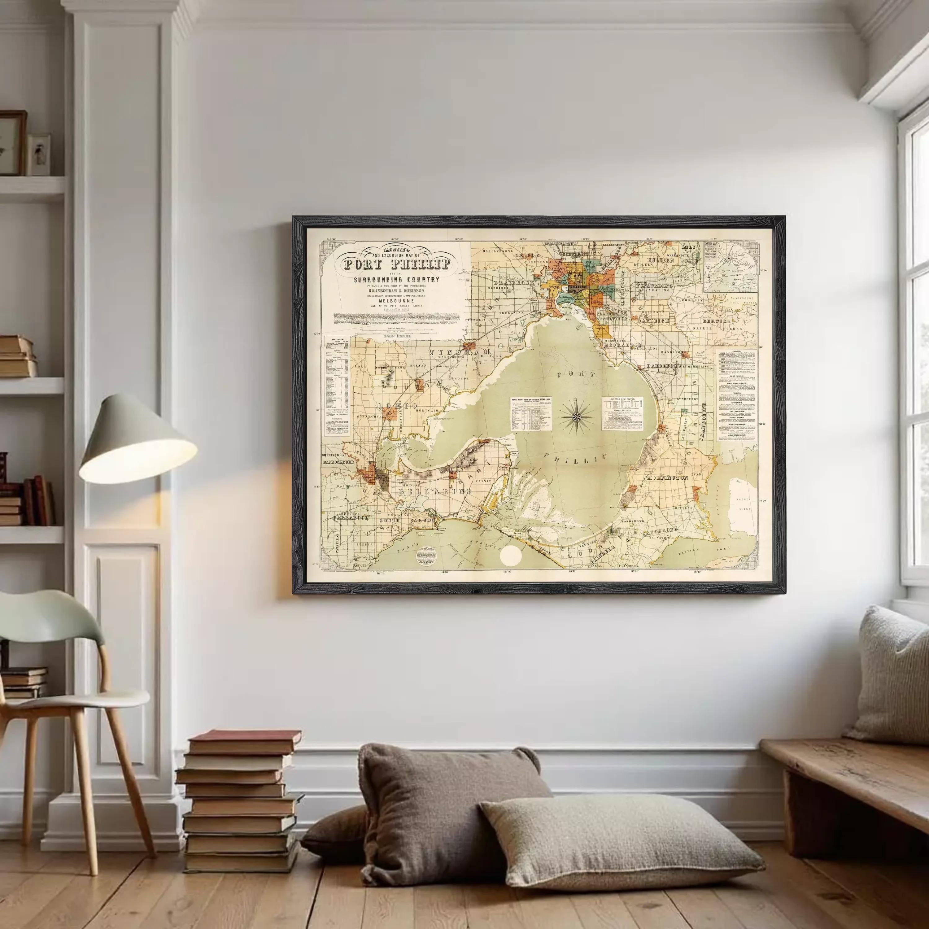 The image is a framed vintage map of Fort Lauderdale, Florida, with various locations and landmarks marked on it.