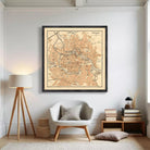 The image is a framed vintage map of Breslau, Germany, depicting the city's layout and surrounding areas.