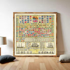 The image is a large framed poster or map displaying various flags and nautical symbols, likely representing different countries or regions.