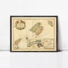 The image is a framed vintage map of the Mediterranean region, depicting various islands and coastal areas.