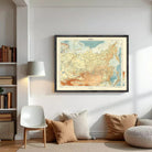 The image is a framed vintage map of the Arctic region, depicting the Arctic Ocean and surrounding landmasses.