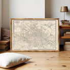 The image is a framed vintage map of Berlin, Germany, depicting the city's streets and landmarks.