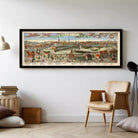 The image is a framed illustration of a cityscape, depicting a detailed and colorful view of Berlin, Germany.