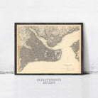 The image is a framed vintage map of the East Coast of the United States, specifically focusing on the city of New York.